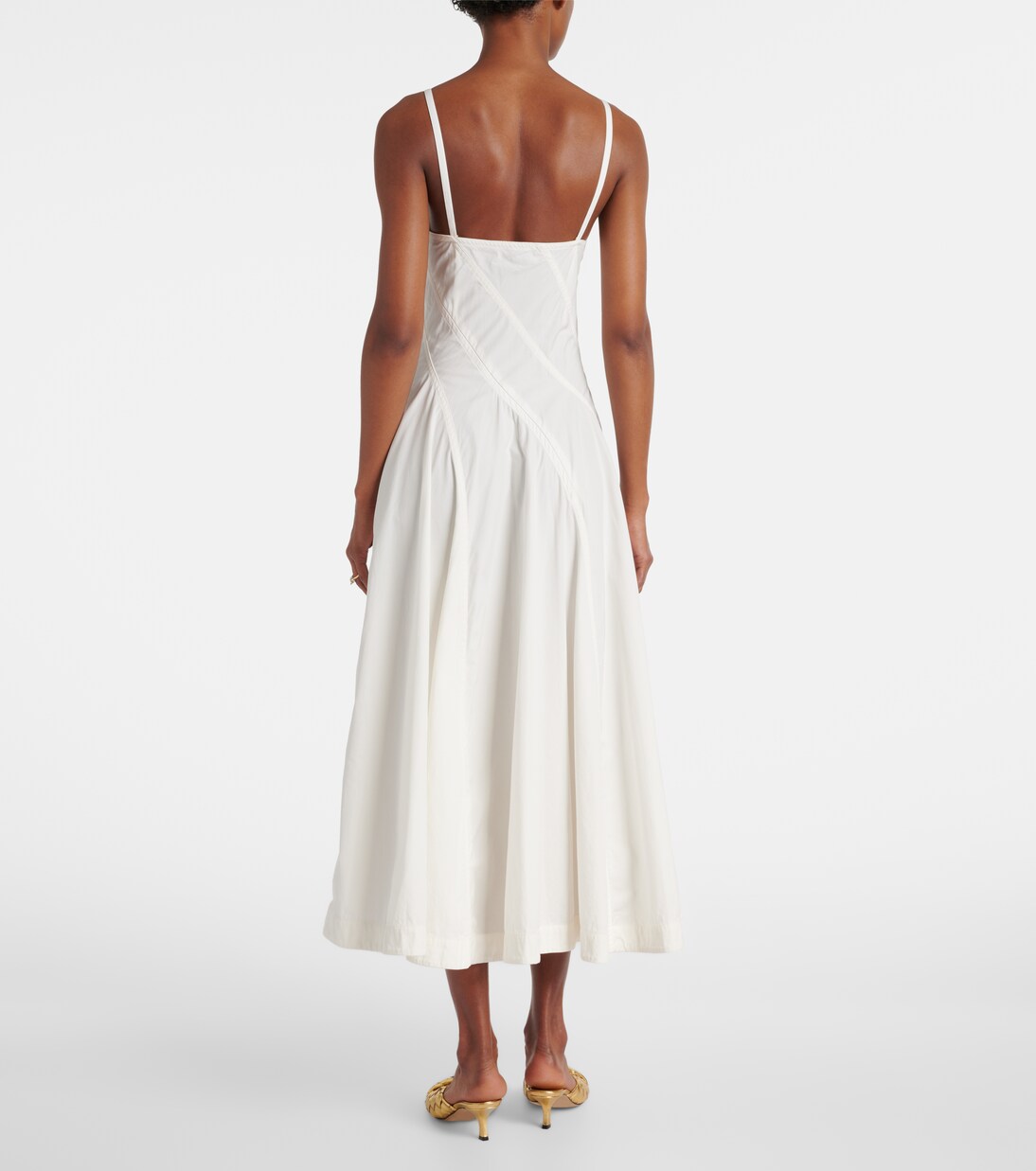 Paneled cotton-blend midi dress | Bottega Veneta