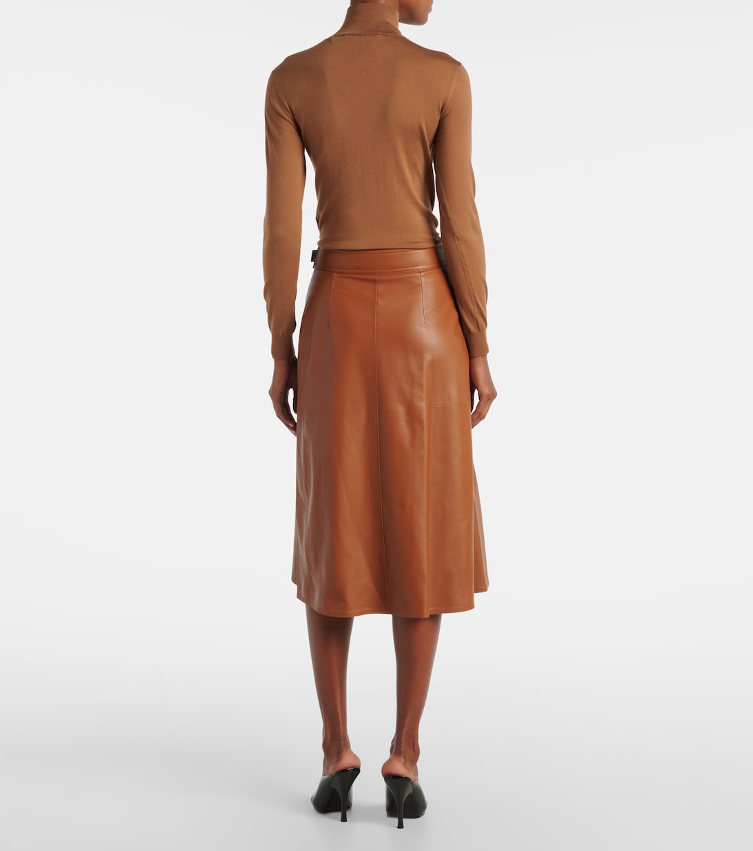 Jacqueline leather midi skirt  | Ralph Lauren Collection