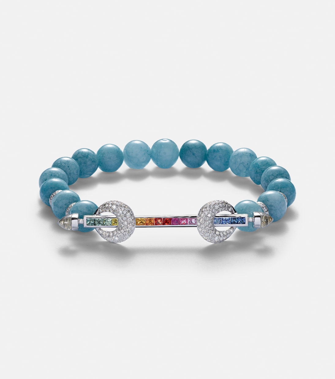 Chakra 18kt white gold bracelet with sapphires, diamonds, and gemstones | Ananya