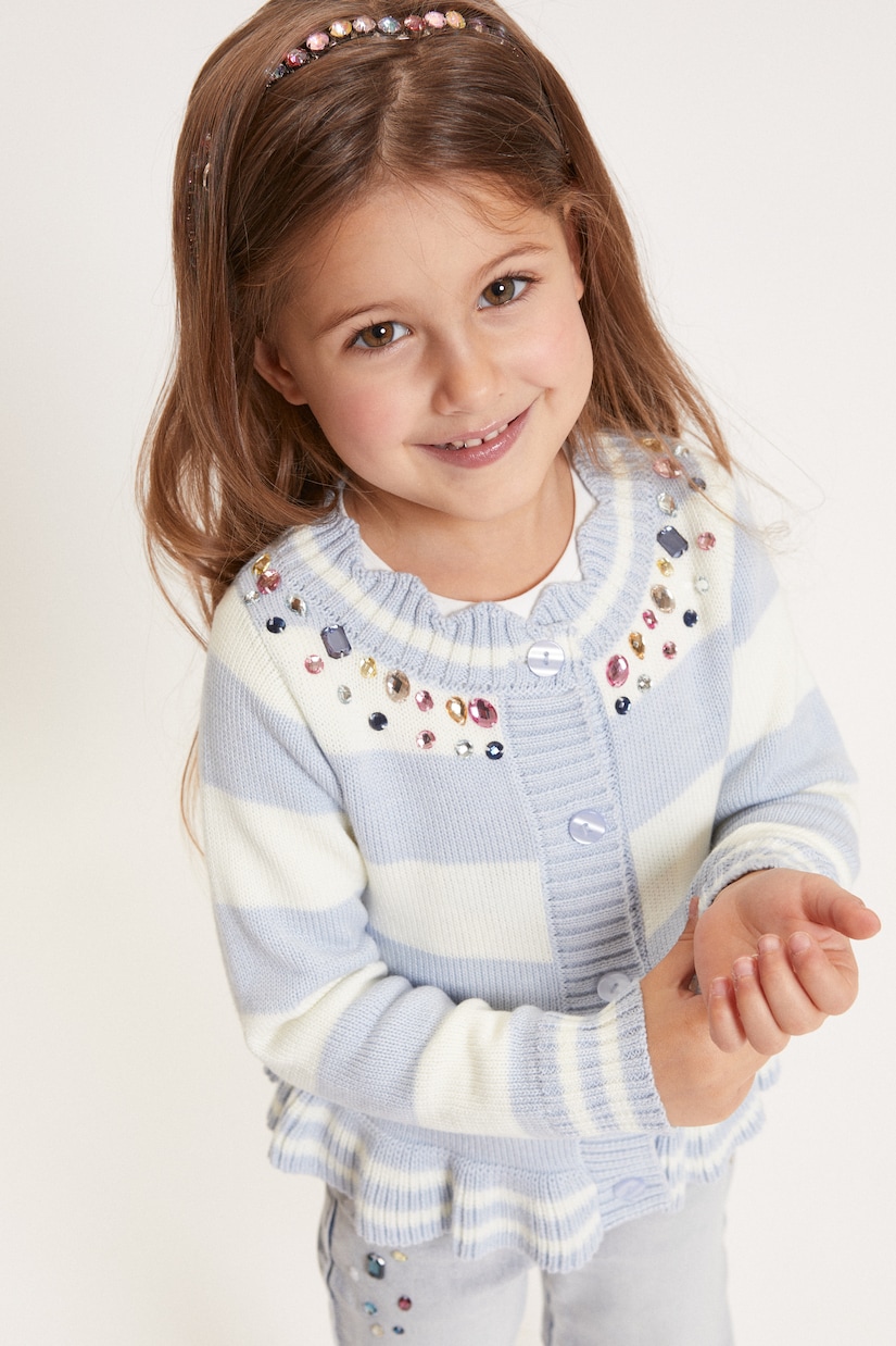 Cardigan a righe con decorazioni | Monnalisa