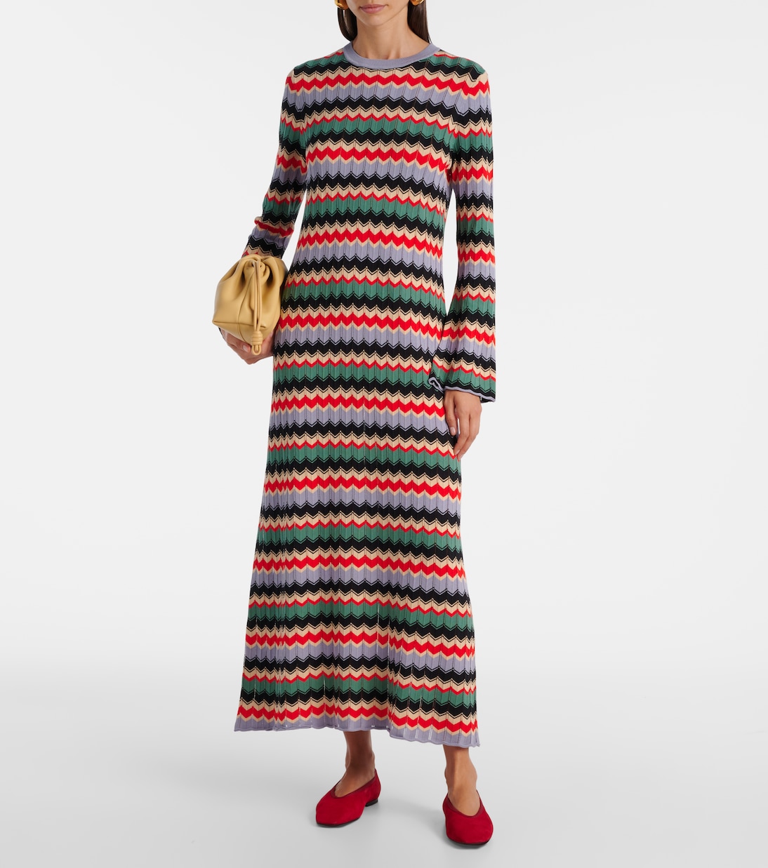 Miller chevron cotton midi dress | Rixo
