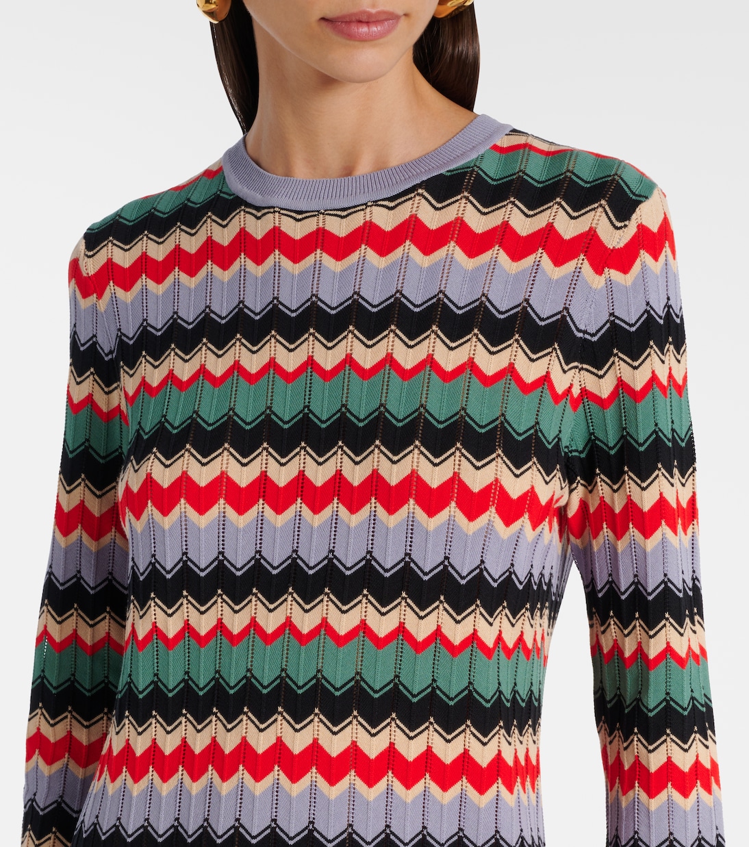 Miller chevron cotton midi dress | Rixo