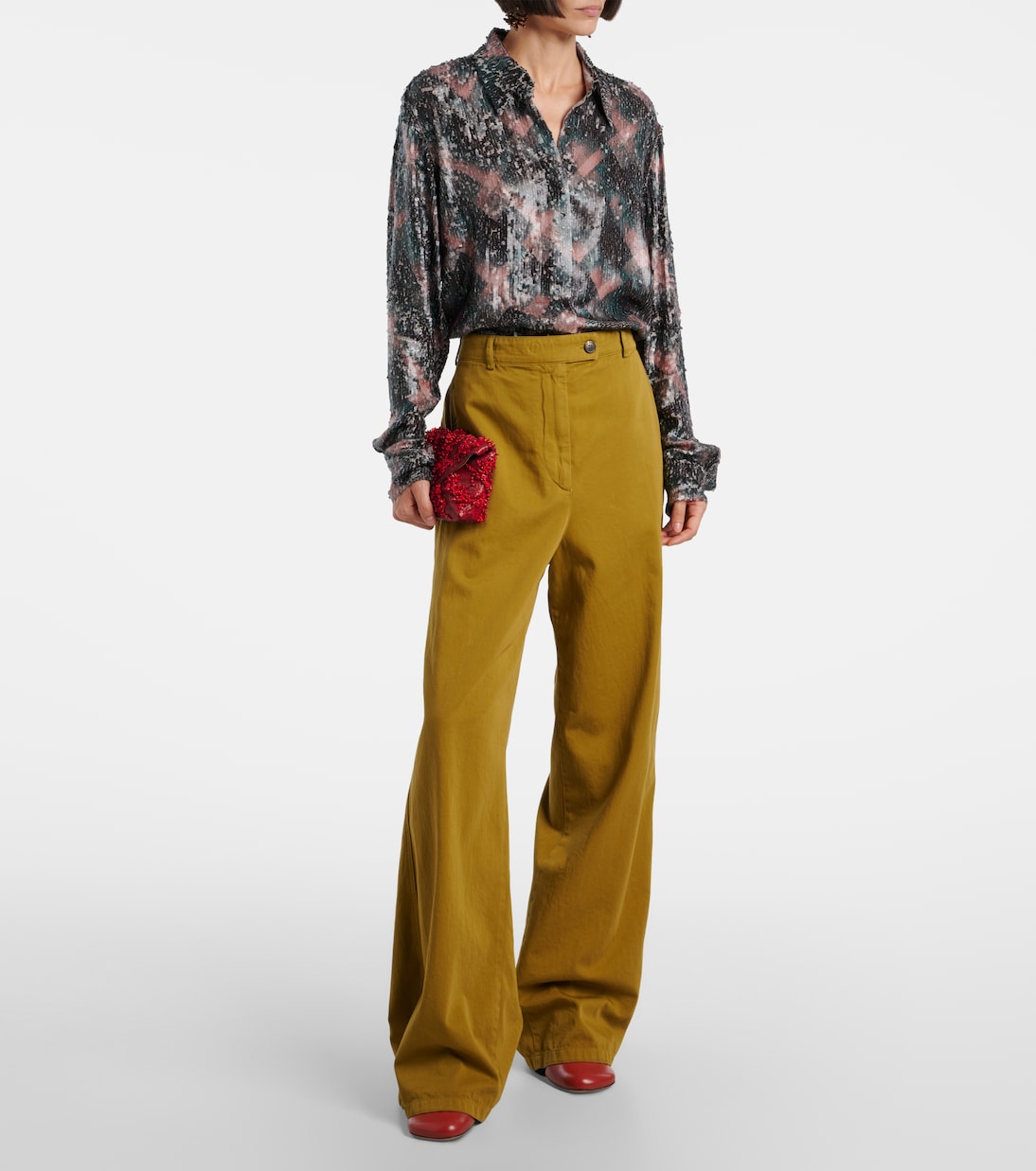 High-rise cotton wide-leg pants | Dries Van Noten