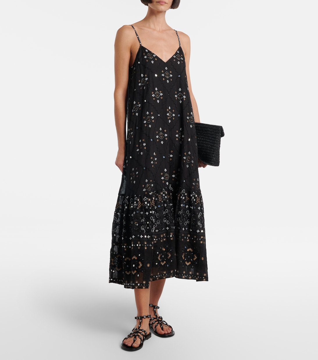 Embroidered cotton midi dress | Juliet Dunn