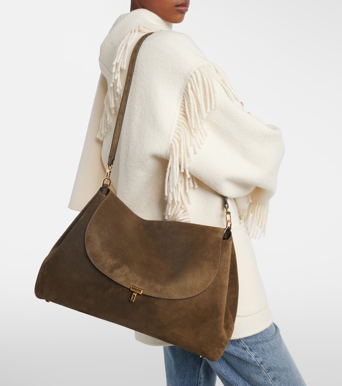 T-Lock suede shoulder bag | Toteme