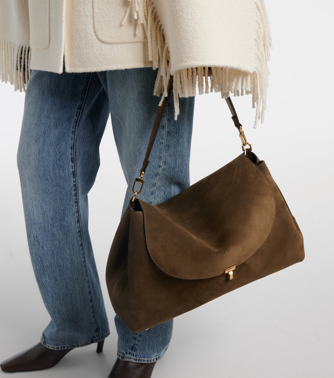 T-Lock suede shoulder bag | Toteme