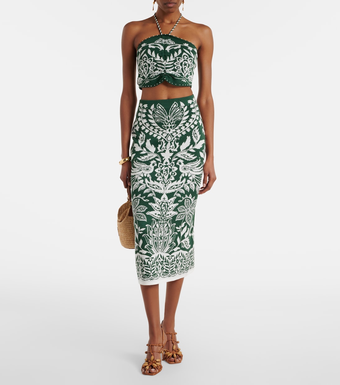 Gonna midi Miranda in maglia con intarsi | Farm Rio