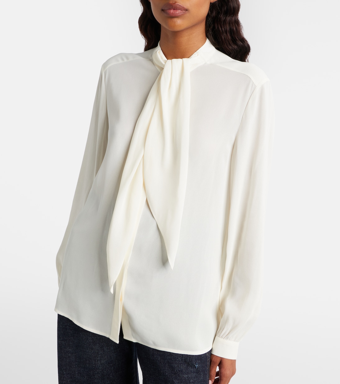 Tie-neck georgette blouse | Tory Burch