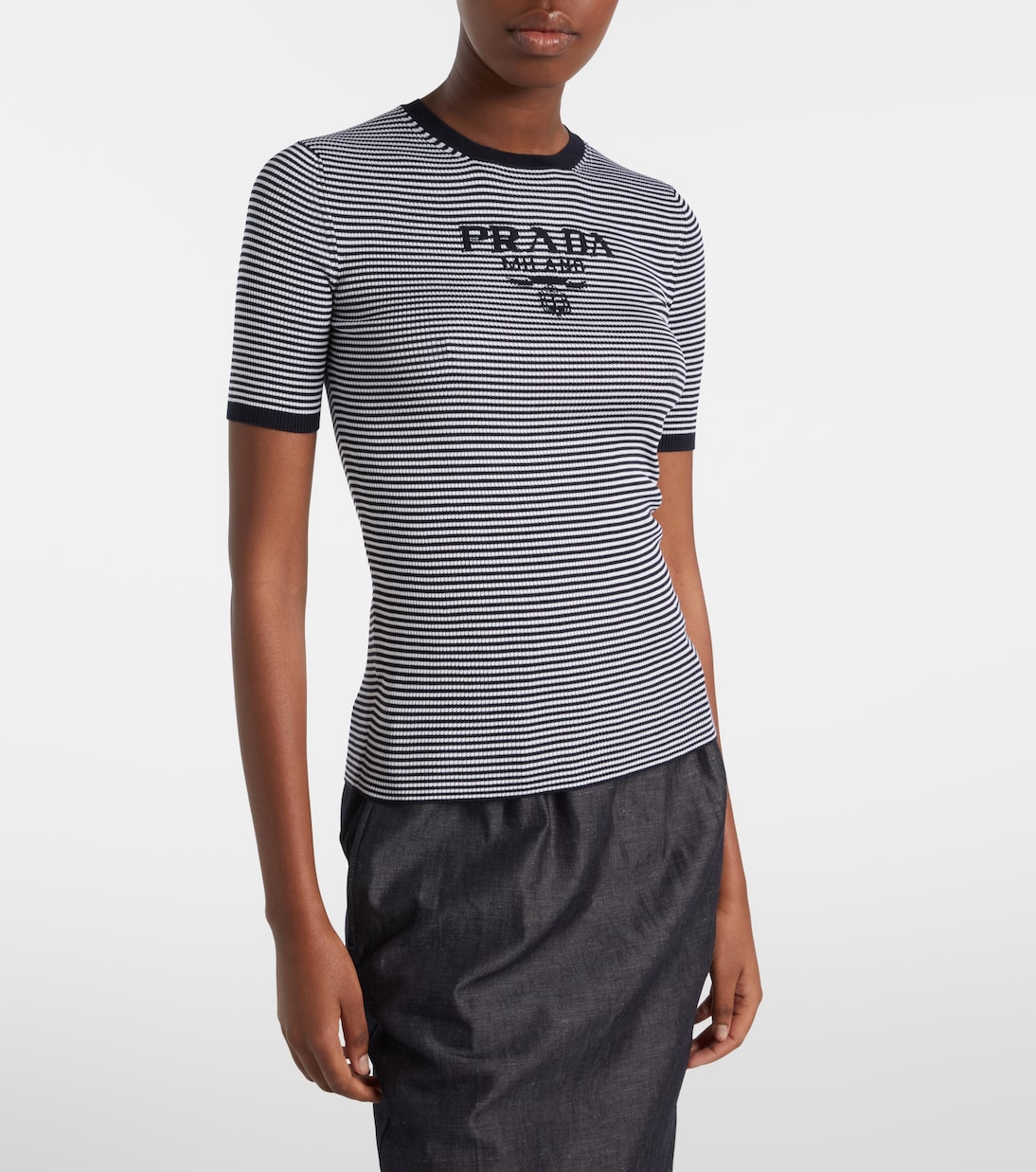 Logo striped silk sweater | Prada