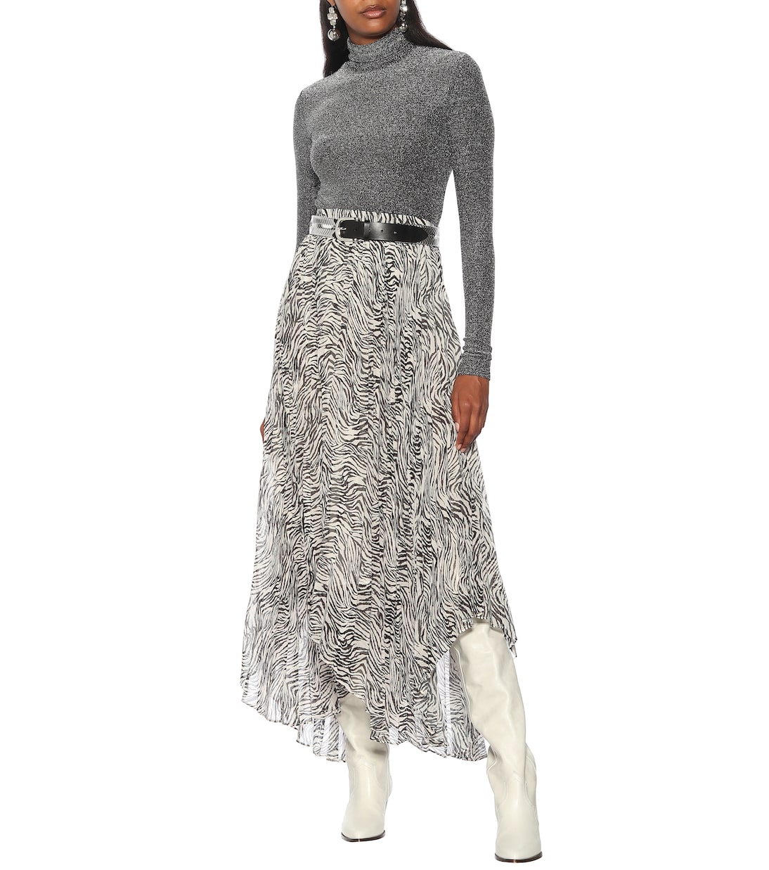 Falda midi Alena en mezcla de seda | Isabel Marant