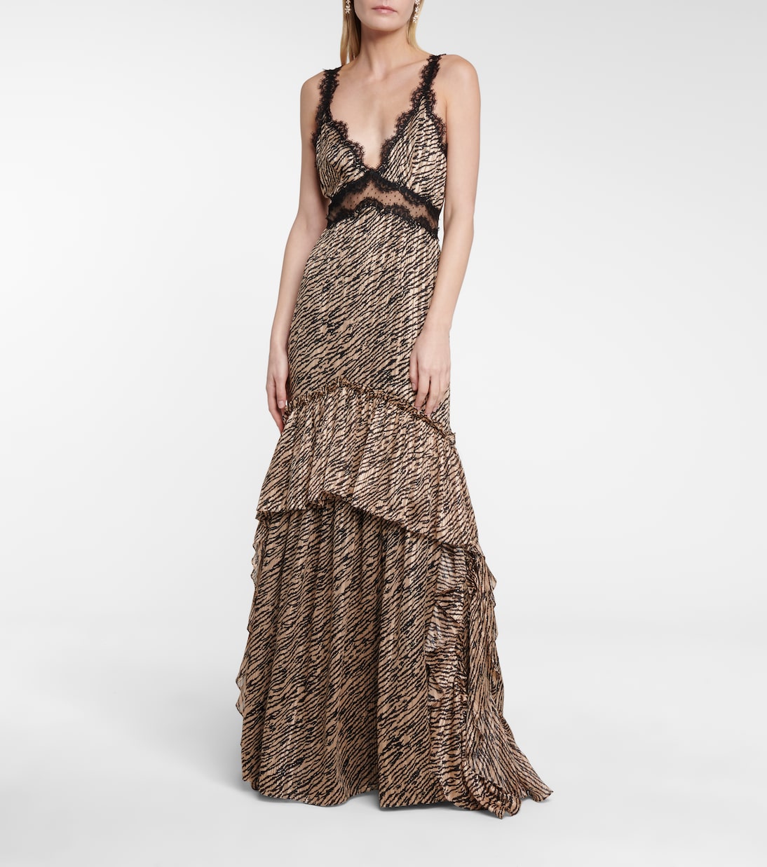 Farah tiger-print chiffon gown | Costarellos