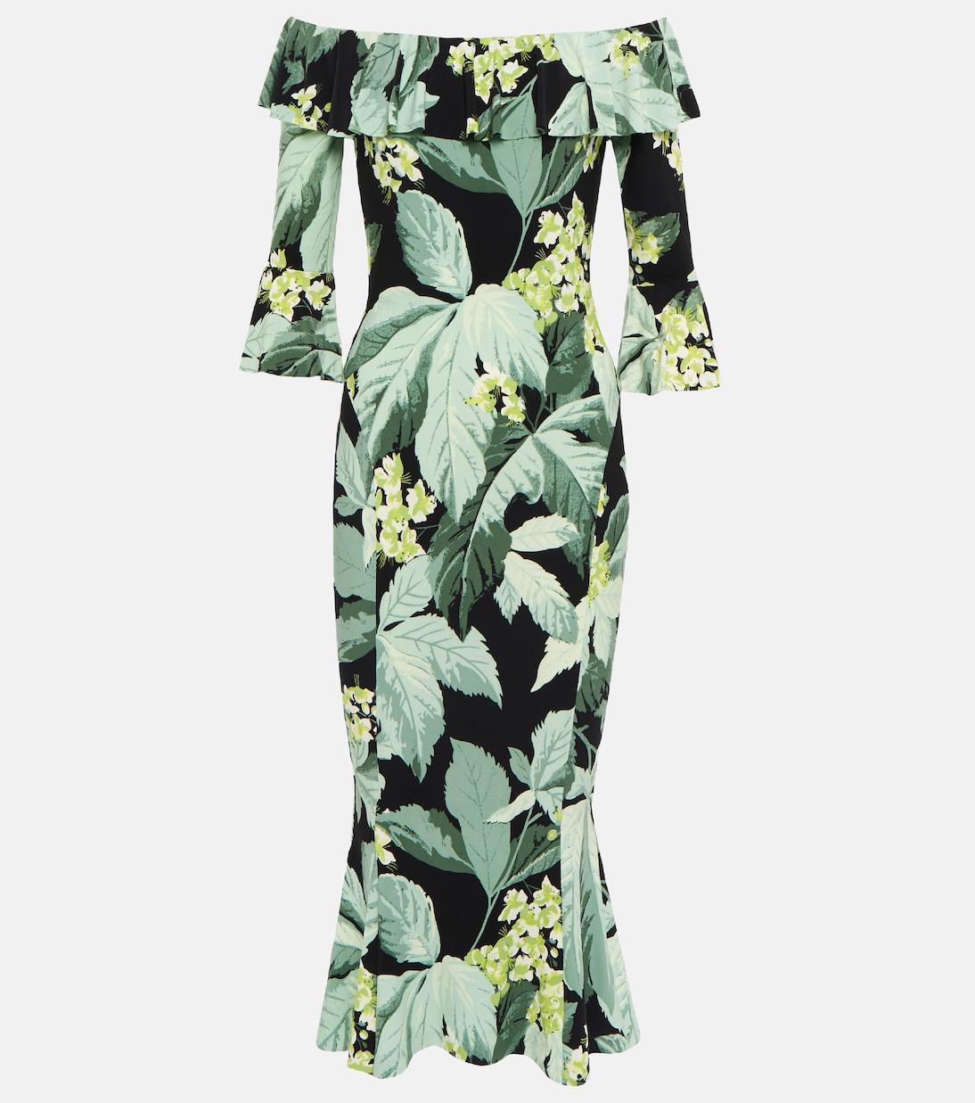 Off-shoulder printed midi dress | Norma Kamali