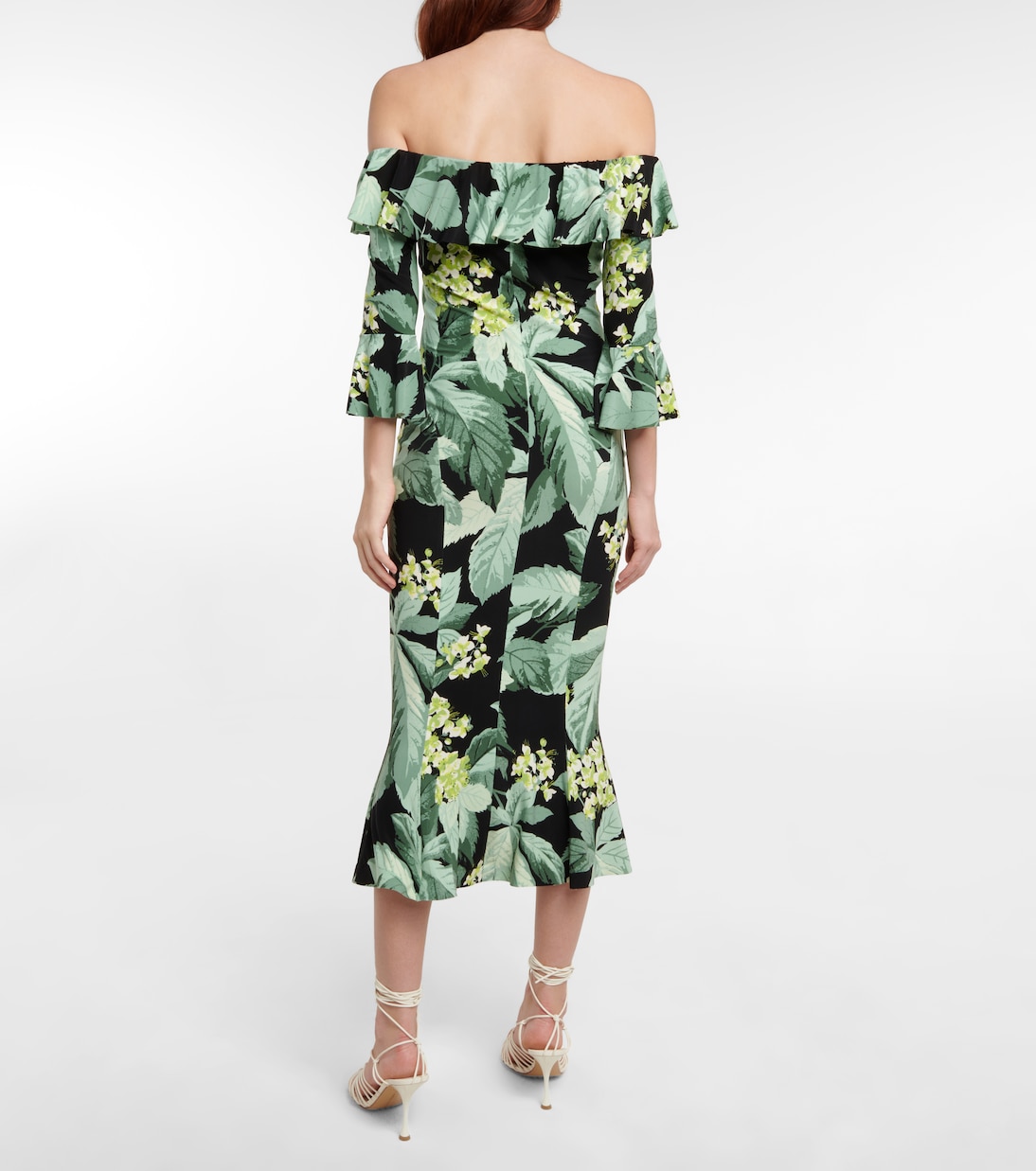 Off-shoulder printed midi dress | Norma Kamali