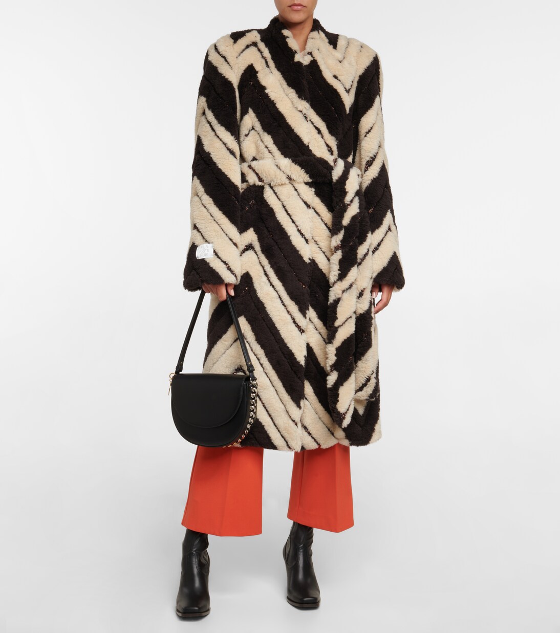 Embellished faux fur coat in black - Stella Mc Cartney Embellished faux fur coat in black - Stella Mc Cartney