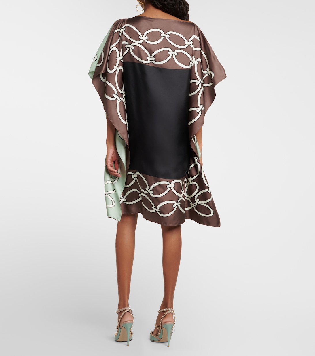 Ray Of Gold Print Silk Dress in Gold for Women | Roberto Cavalli®