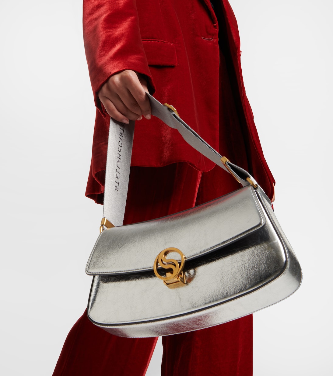 Borsa a spalla S-Wave metallizzata | Stella McCartney