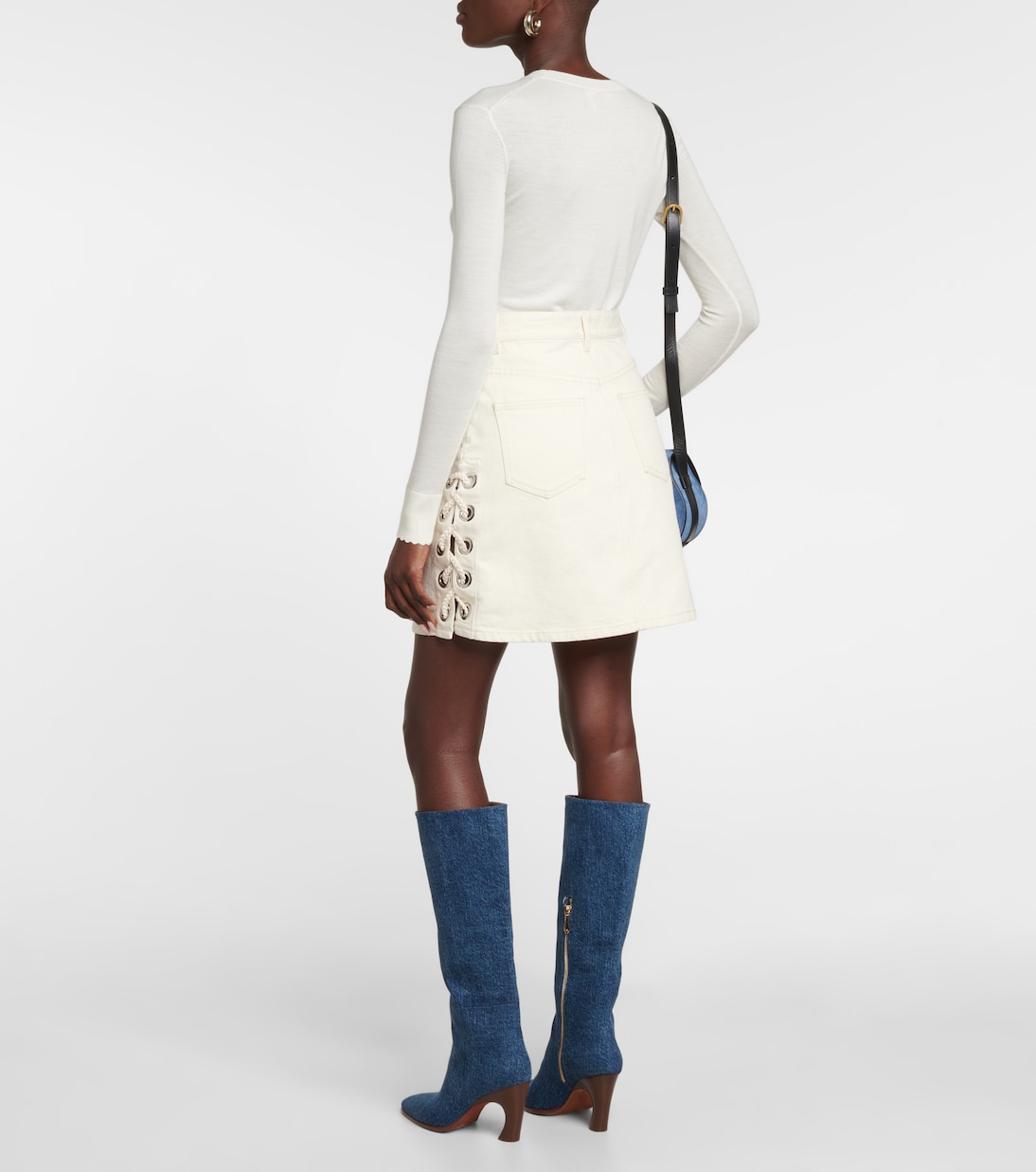 Gonna in cotone e lino a vita alta | Chloé
