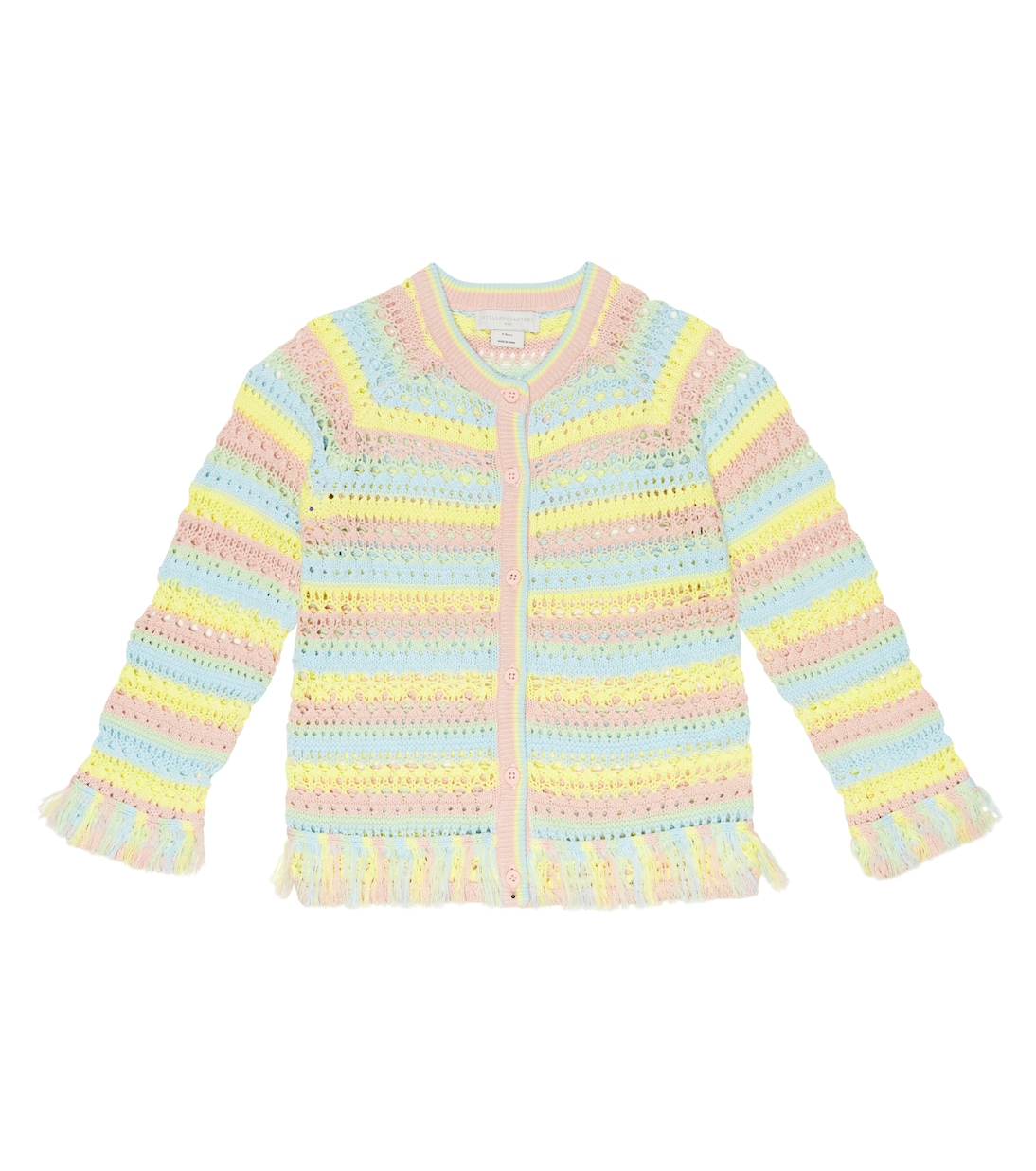 Cárdigan en croché de algodón a rayas | Stella McCartney Kids