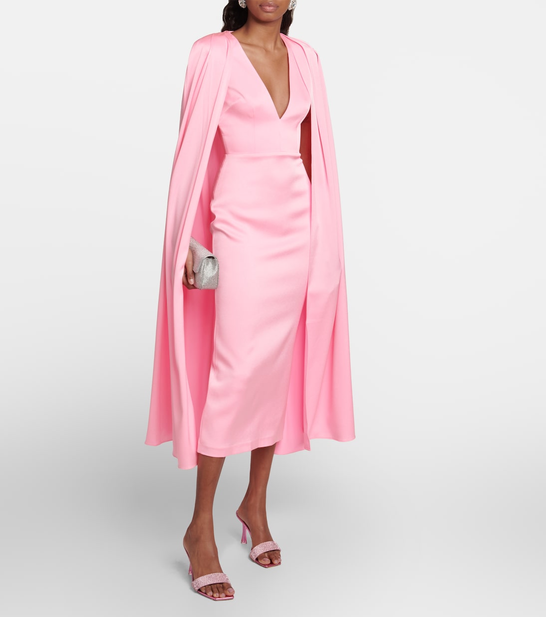 Vestido midi de crepé con capa | Alex Perry