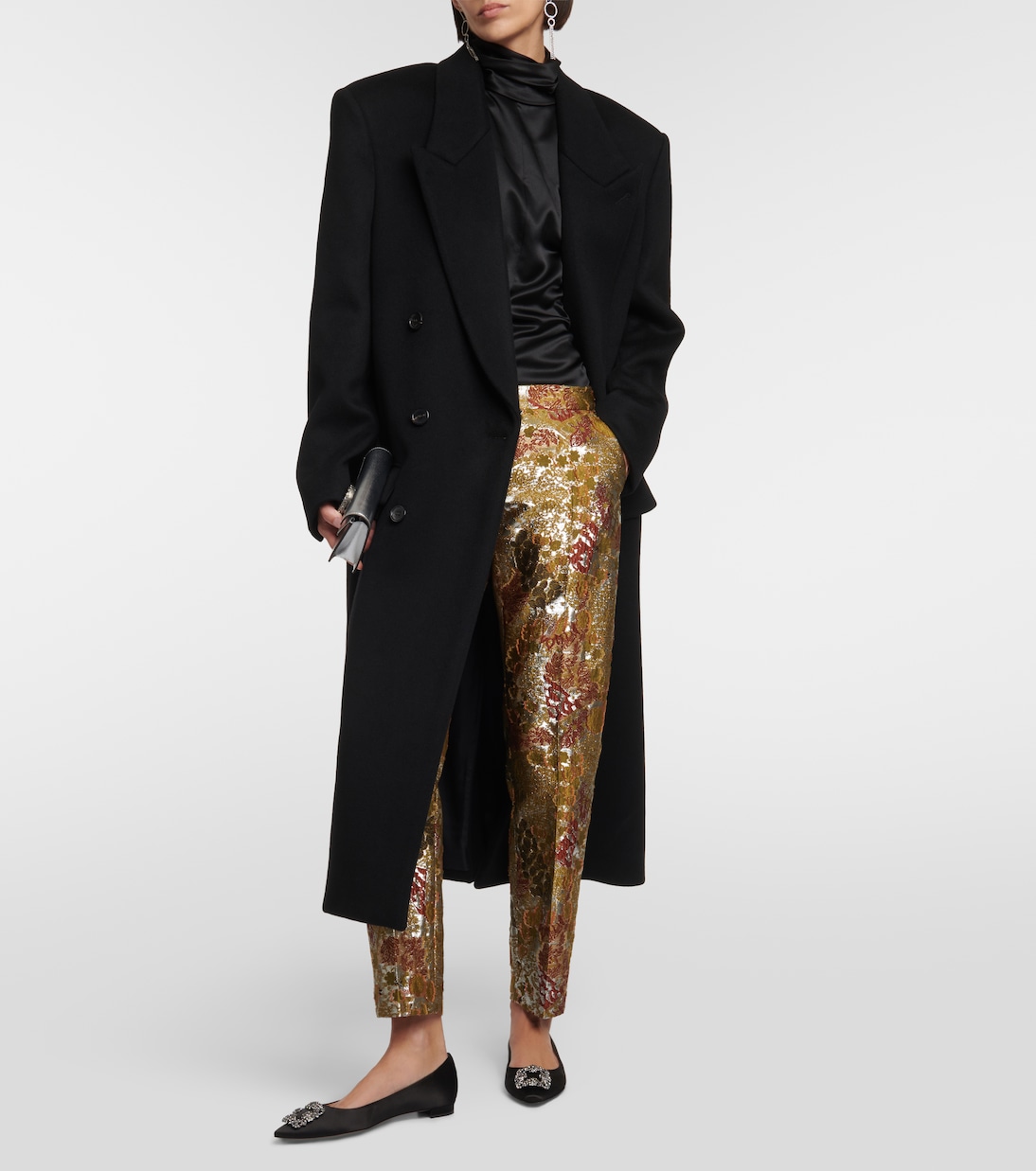 Ballerine Hangisiflat in raso con cristalli | Manolo Blahnik