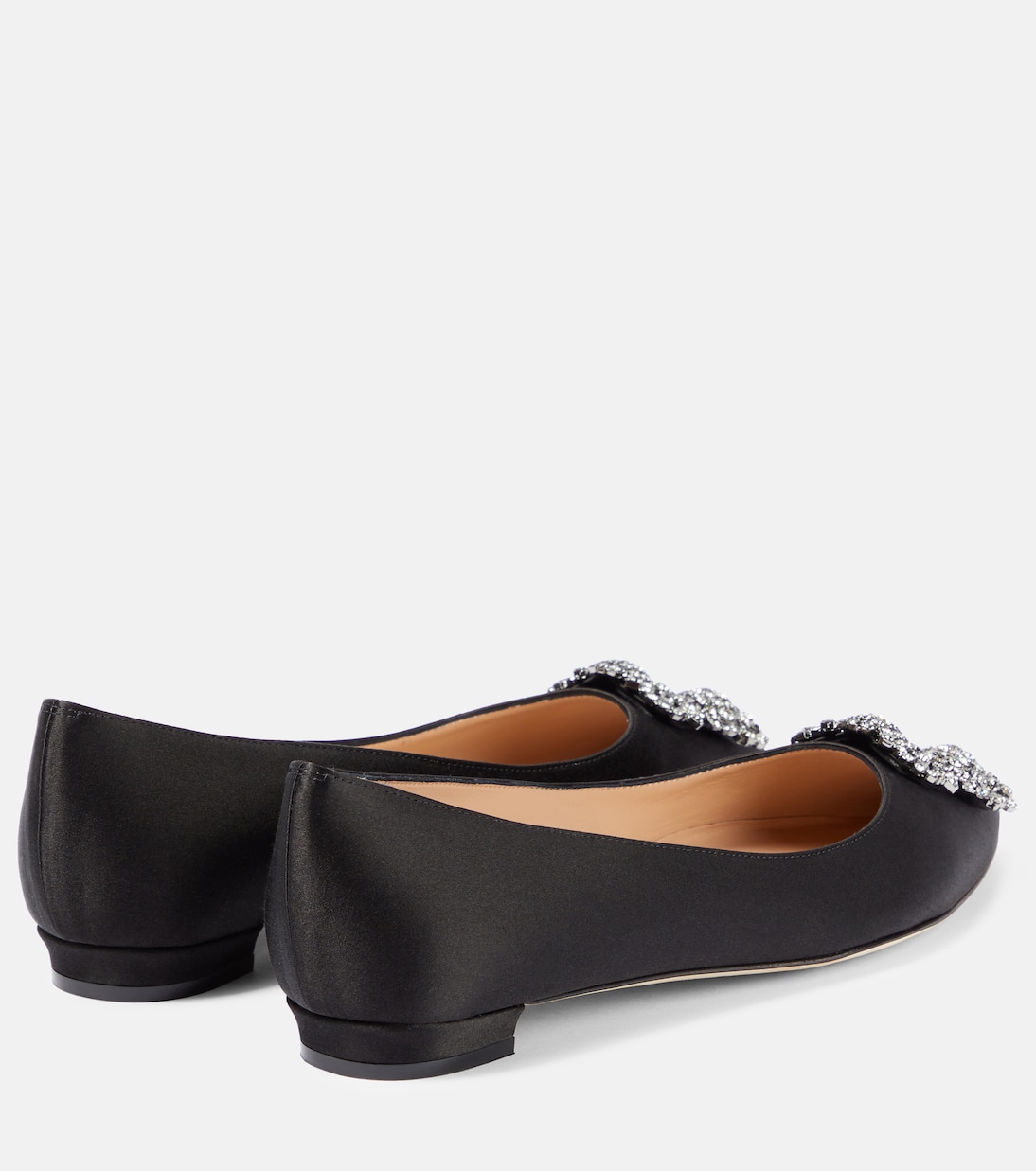 Ballerine Hangisiflat in raso con cristalli | Manolo Blahnik
