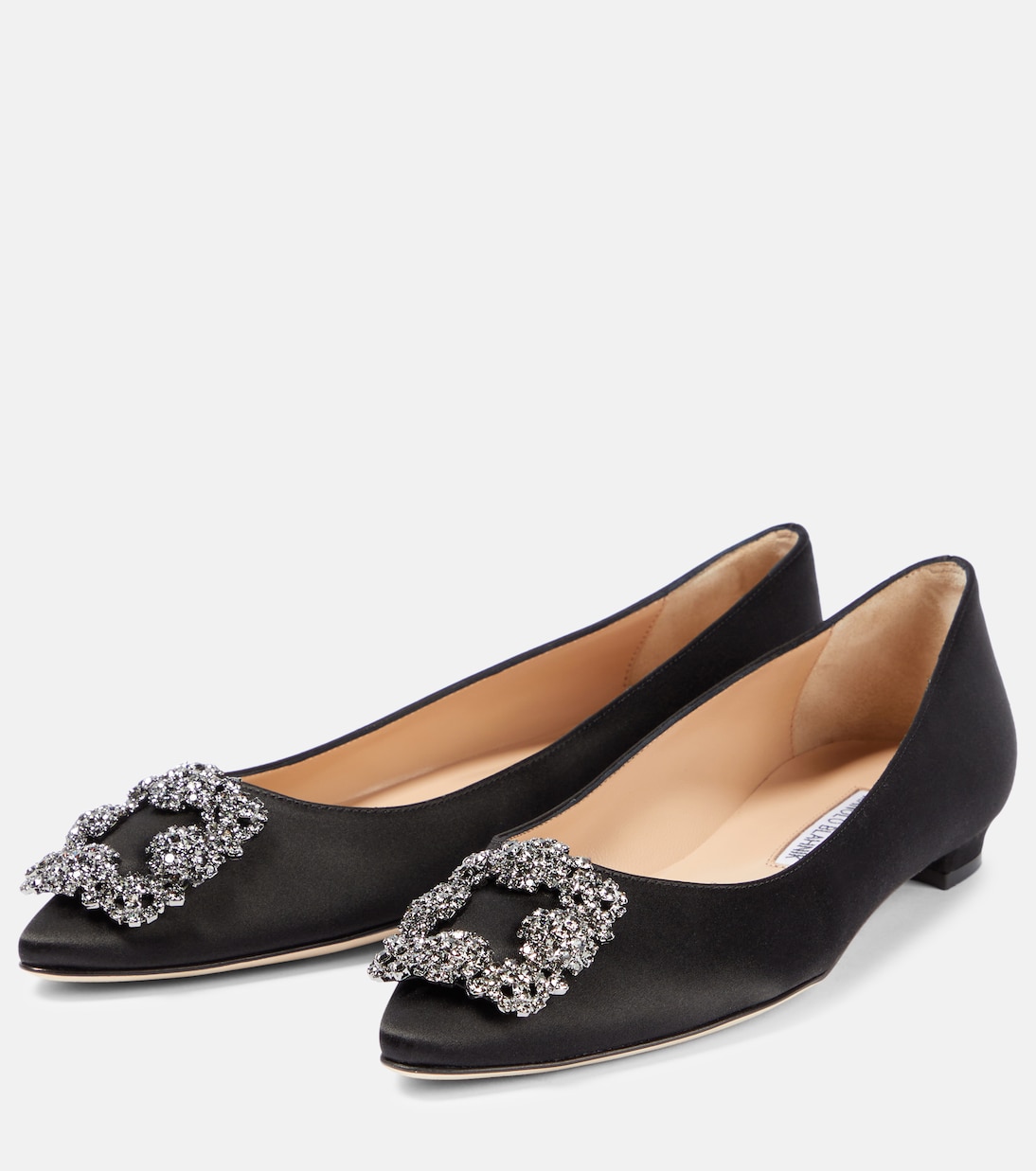 Ballerine Hangisiflat in raso con cristalli | Manolo Blahnik