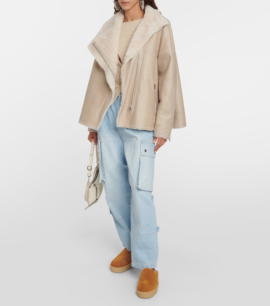 Slippers Fozee aus Veloursleder mit Shearling | Isabel Marant