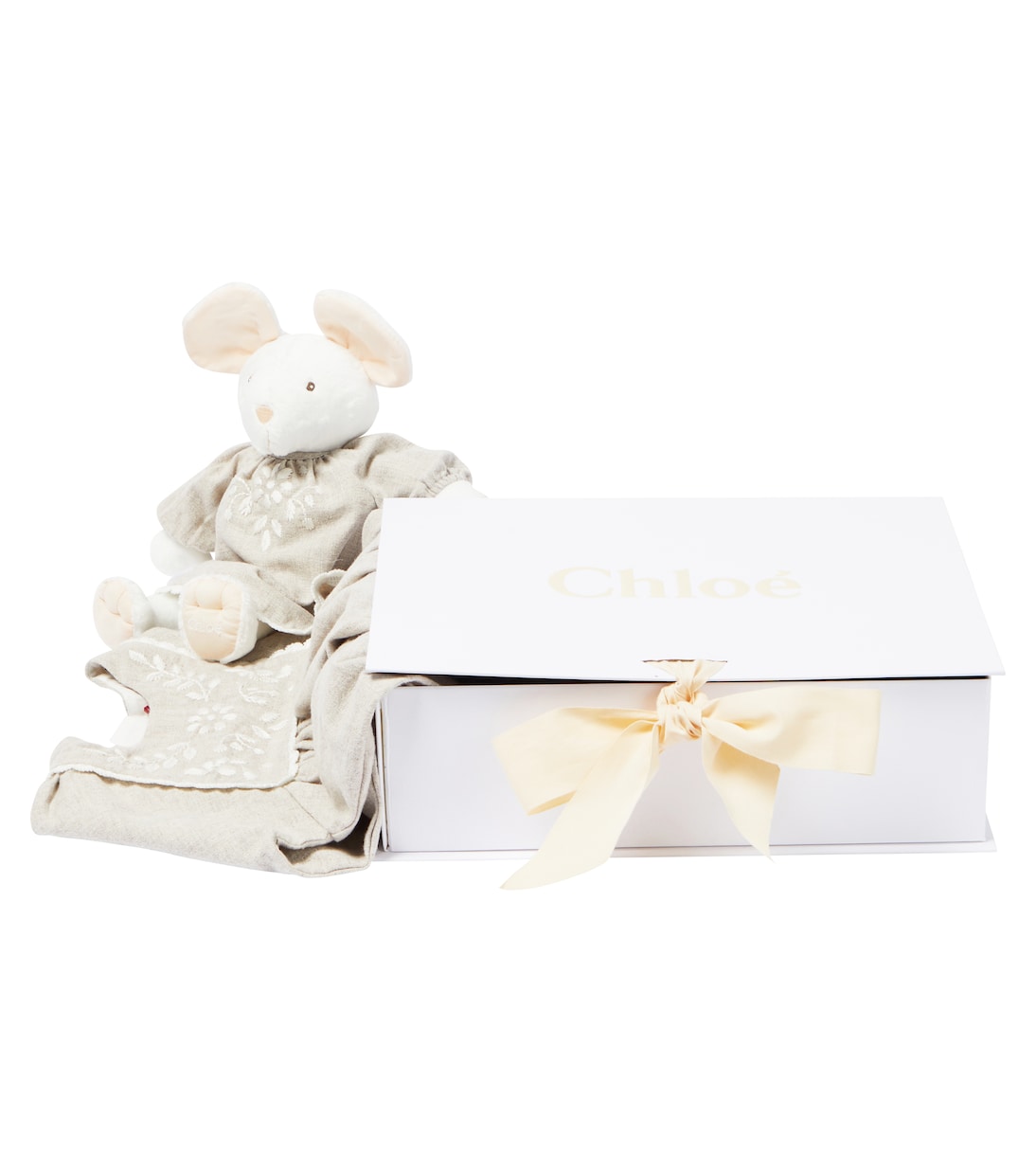 Baby cotton dress and stuffed animal set | Chloé Kids