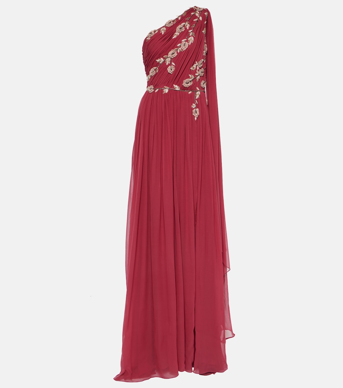 Verzierte One-Shoulder-Robe aus Seide | Costarellos