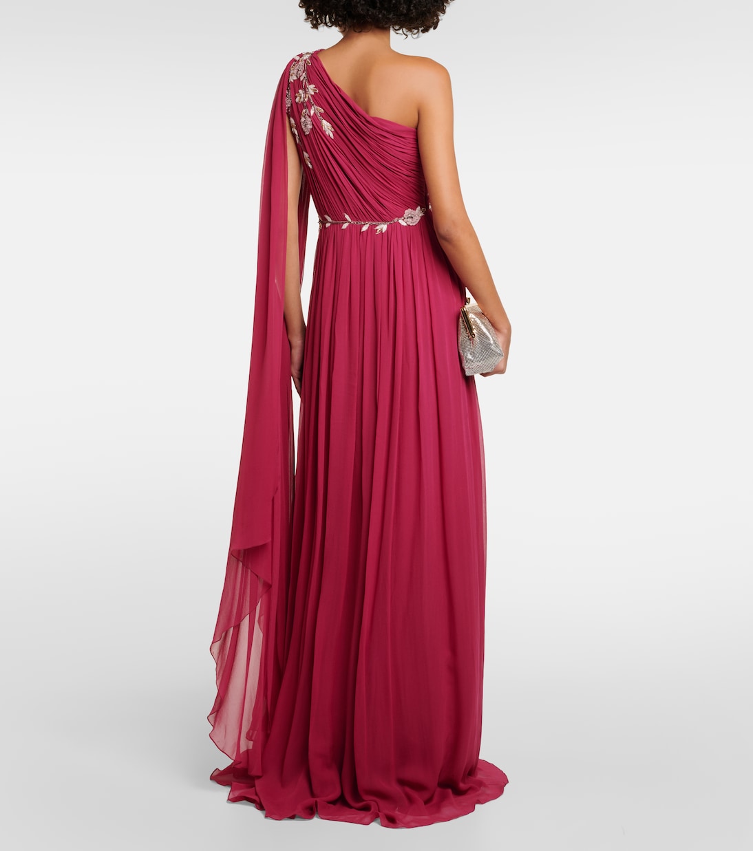 Verzierte One-Shoulder-Robe aus Seide | Costarellos
