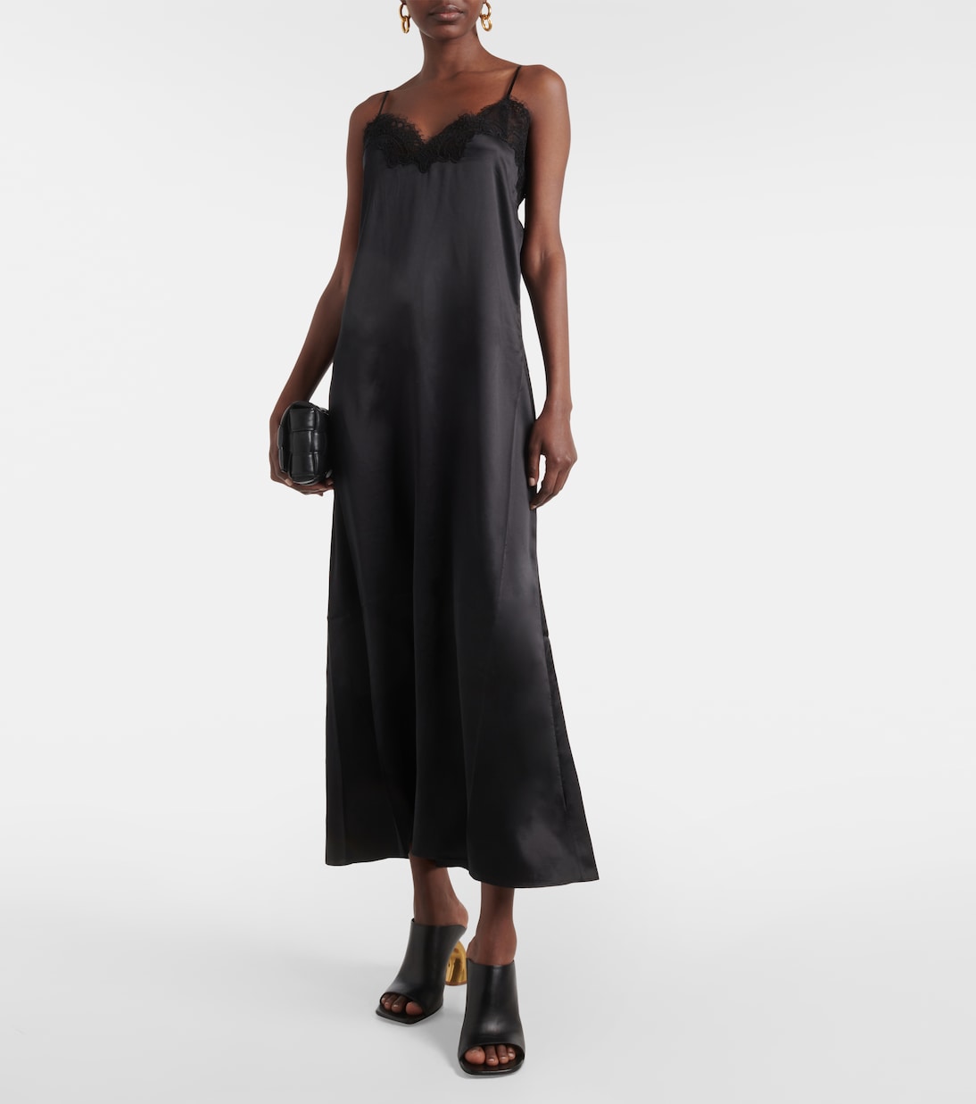 Lace-trimmed silk satin slip dress | CO