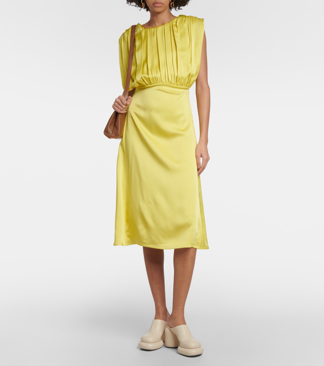Vestido midi fruncido | Jil Sander