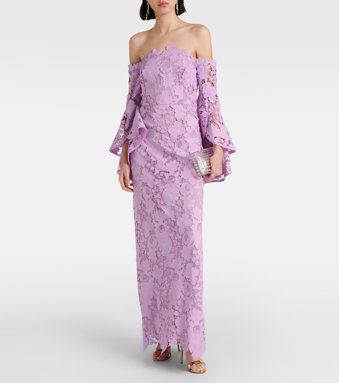 Robe longue en dentelle à fleurs | Oscar de la Renta