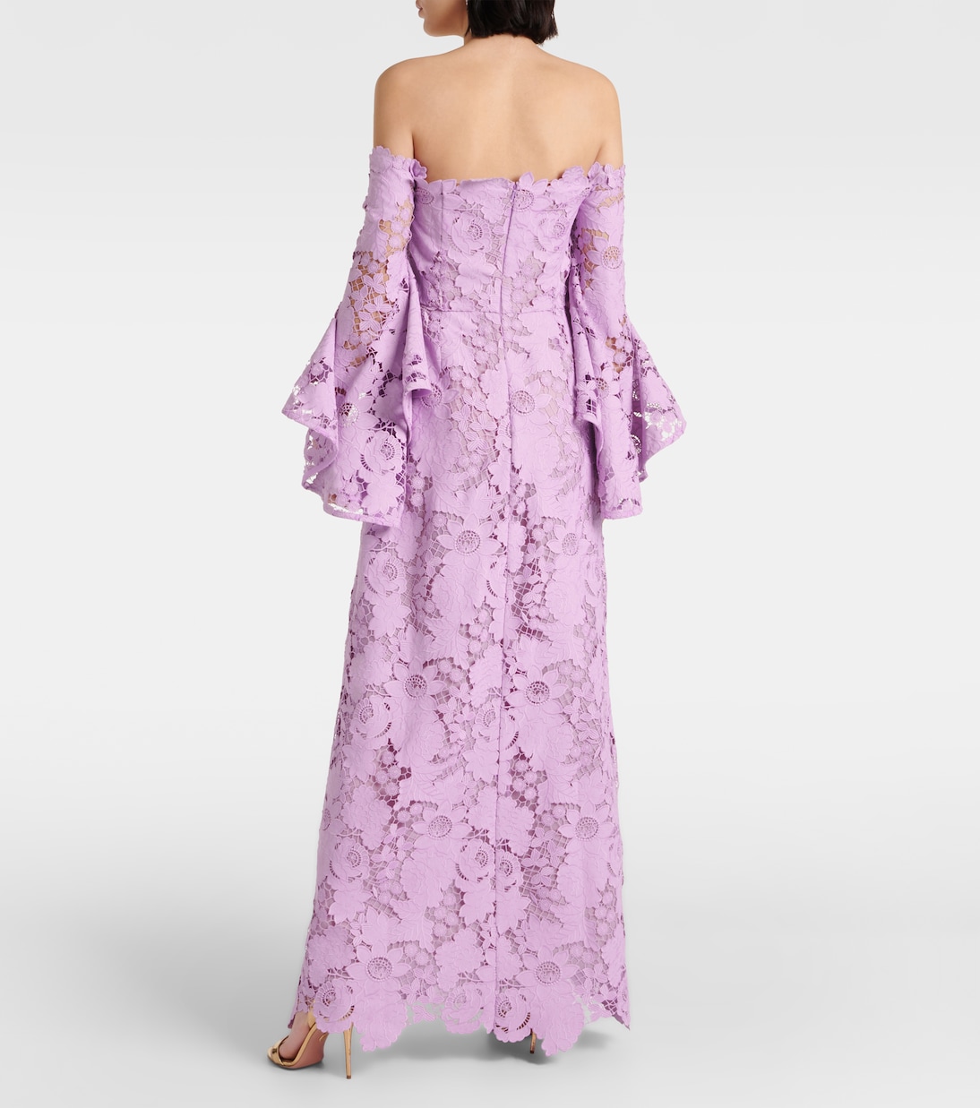 Robe longue en dentelle à fleurs | Oscar de la Renta