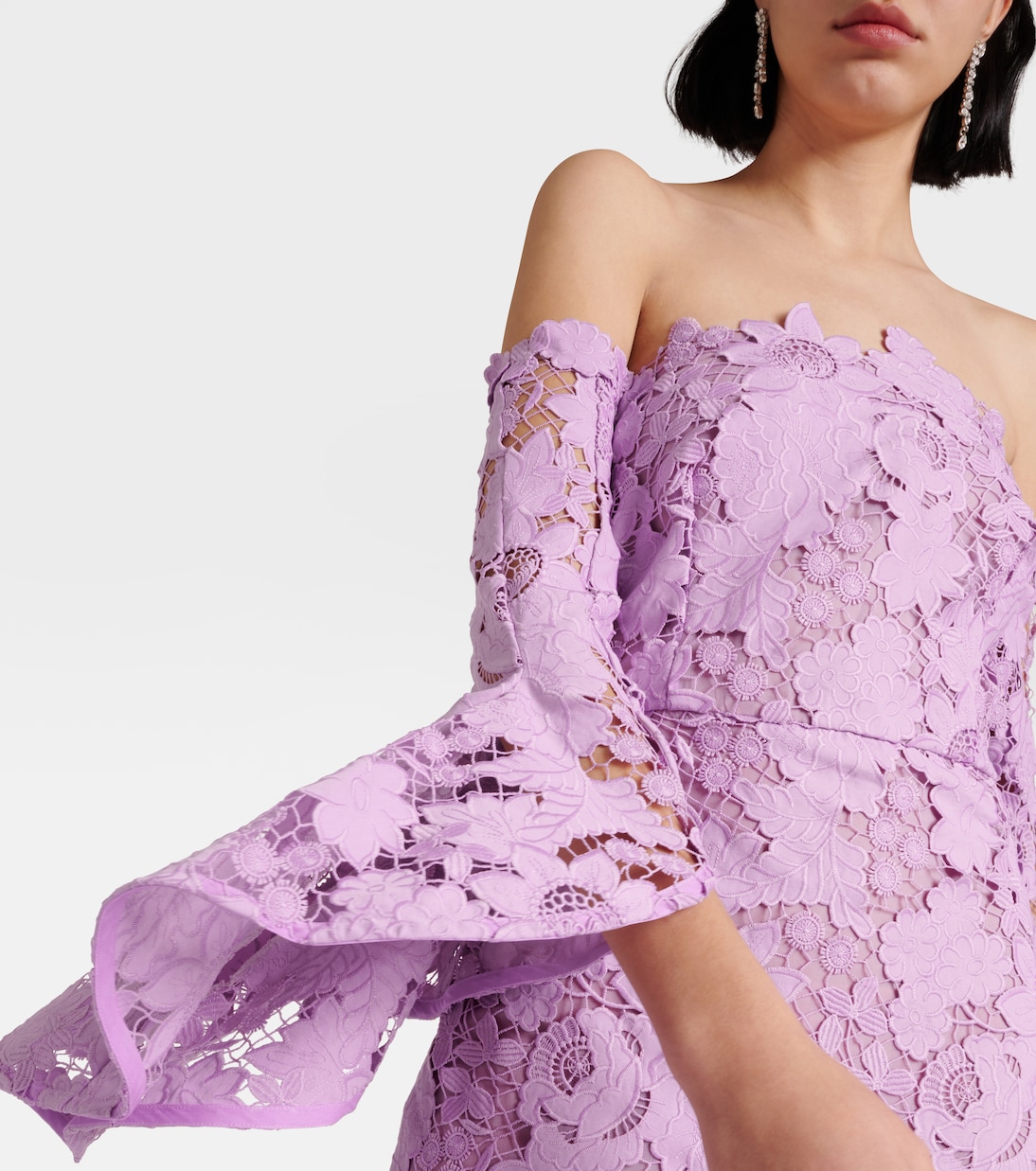 Robe longue en dentelle à fleurs | Oscar de la Renta