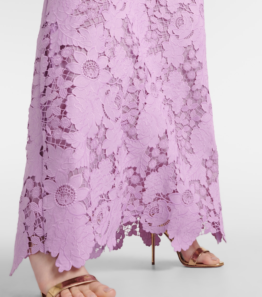Robe longue en dentelle à fleurs | Oscar de la Renta