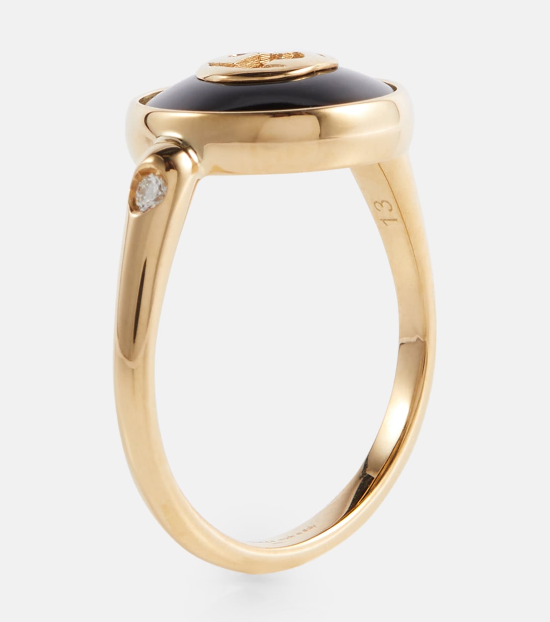Anello Interlocking G in oro 18kt, onice e diamanti | Gucci