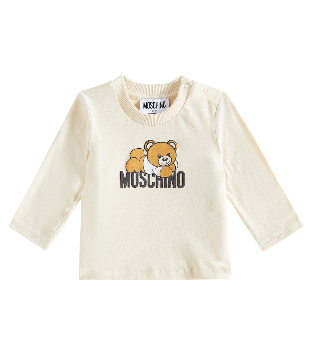 Baby printed cotton T shirt in beige Moschino Kids Mytheresa