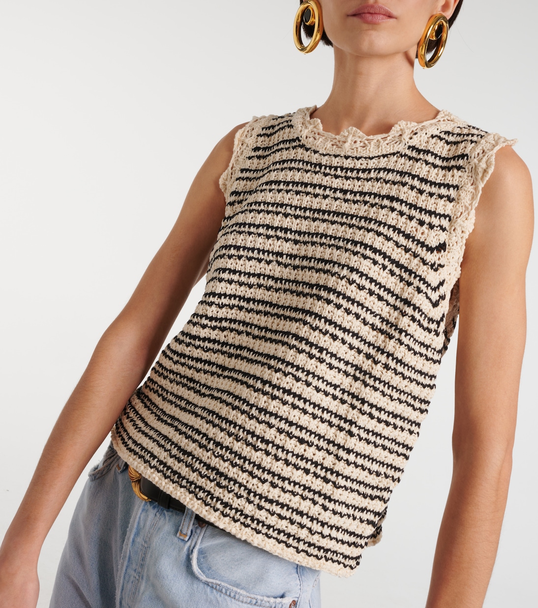 Sophie striped cotton-blend vest | Velvet