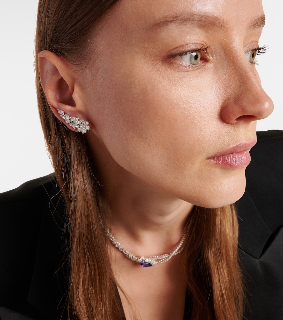 Boucles d'oreilles clip Y-Not en or blanc 18 ct et diamants | Yeprem
