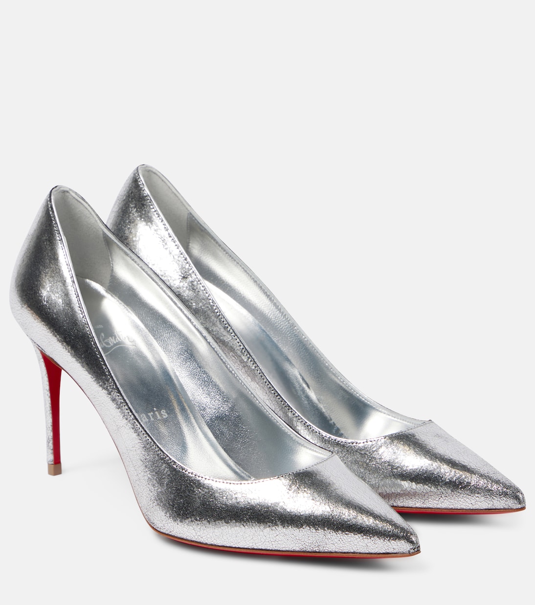 Kate 85 metallic leather pumps in silver Christian Louboutin Mytheresa