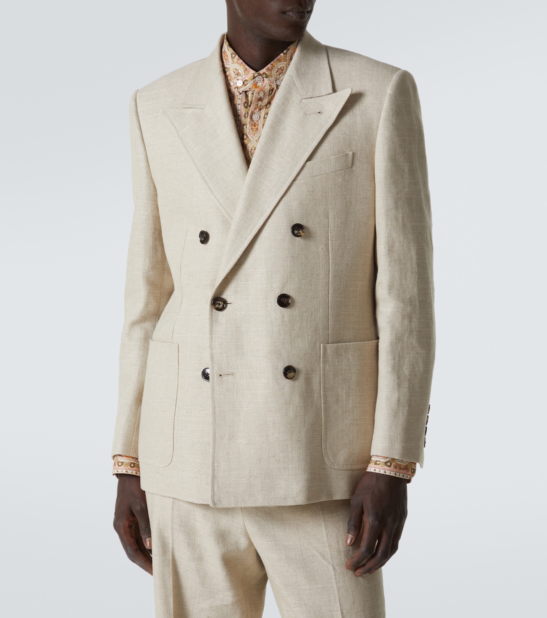 Blazer cruzado de mezcla de lino | Valentino