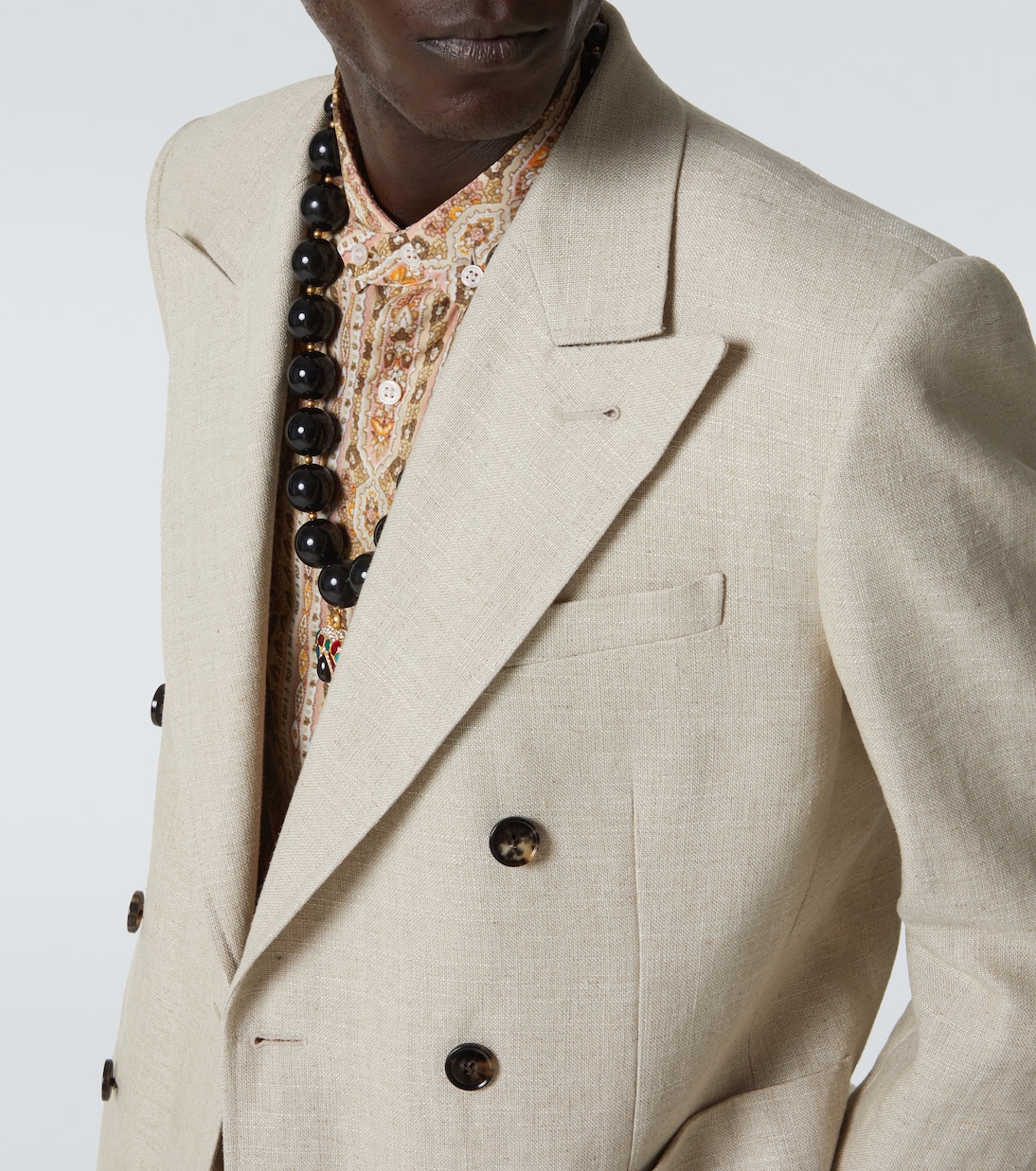 Blazer cruzado de mezcla de lino | Valentino