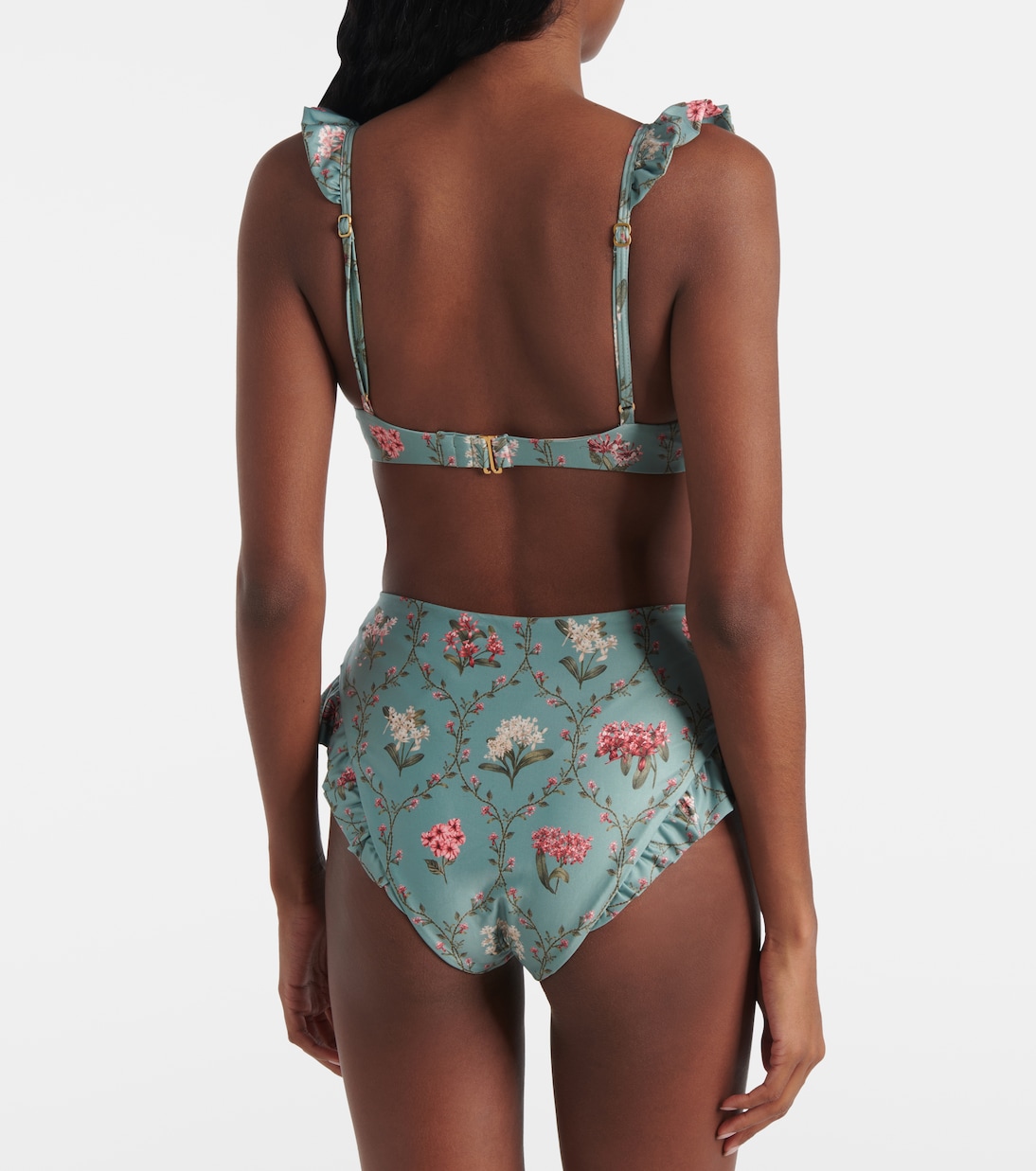 Kiwi floral ruffled bikini top | Agua by Agua Bendita