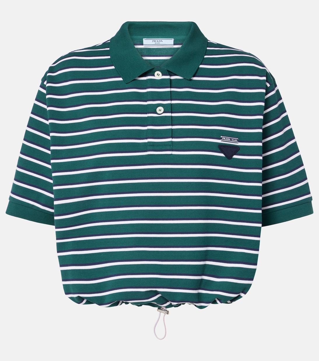 Polo cropped in cotone a righe | Prada