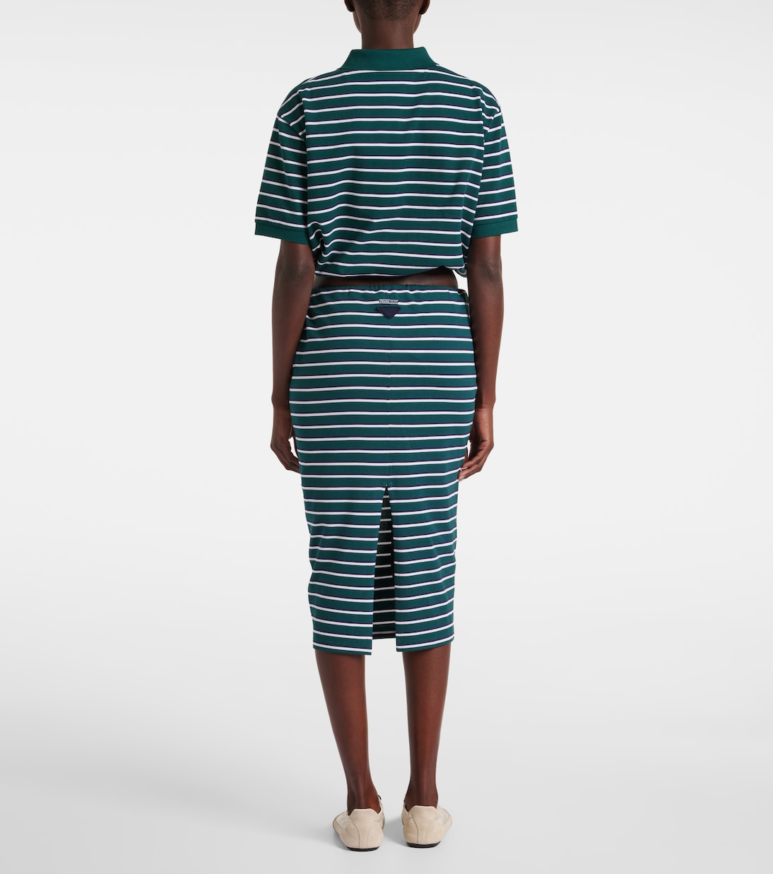 Polo cropped in cotone a righe | Prada