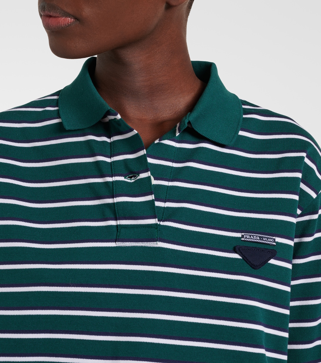 Polo cropped in cotone a righe | Prada