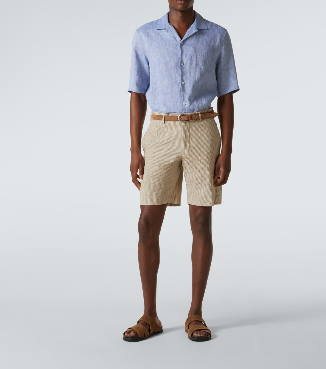 Shorts in cotone e lino a righe | Incotex