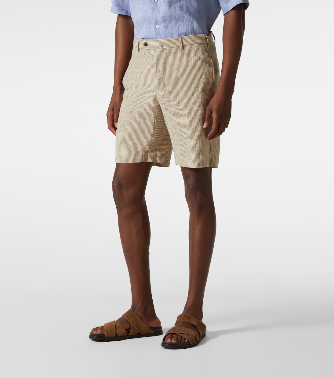 Shorts in cotone e lino a righe | Incotex