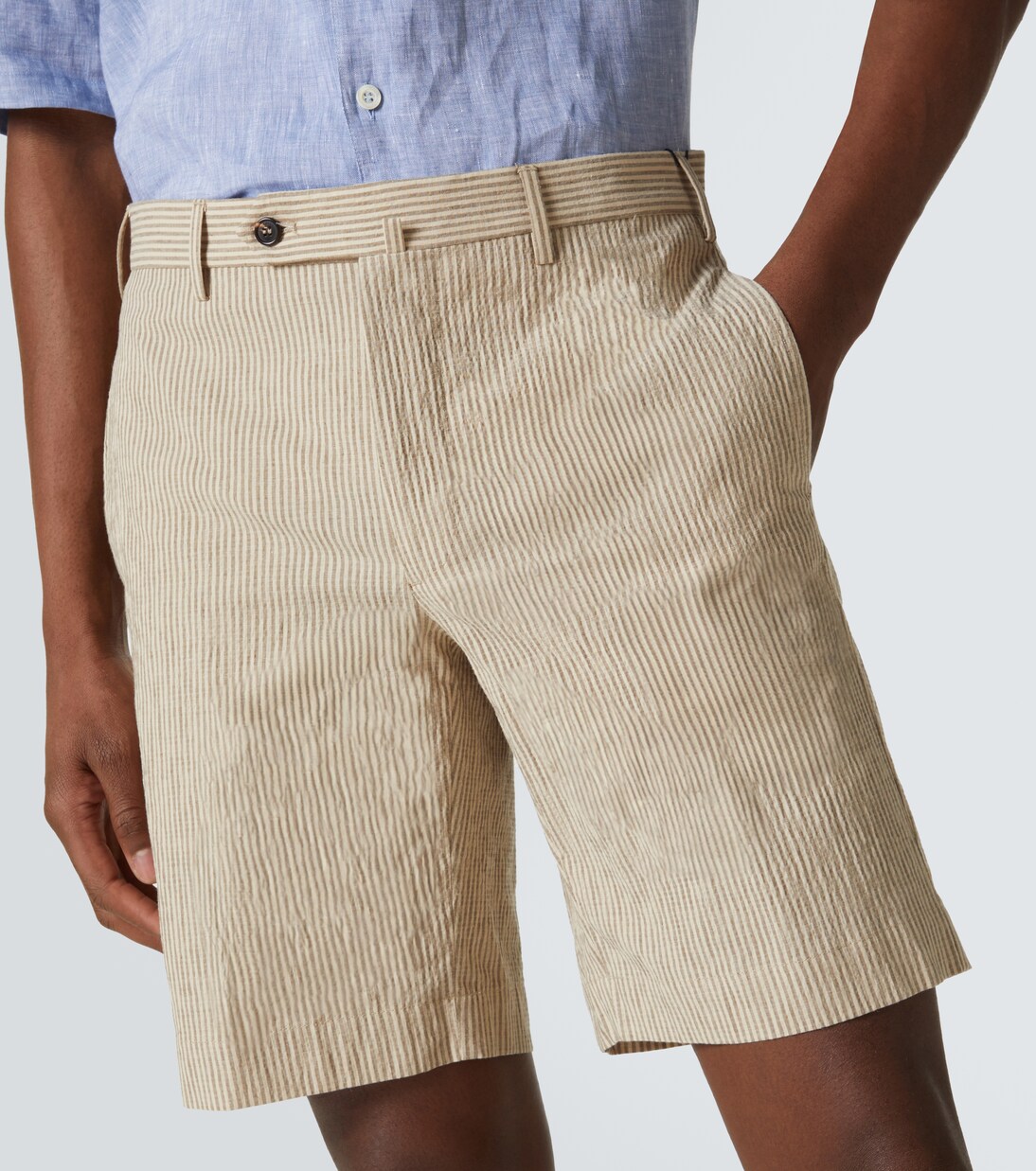 Shorts in cotone e lino a righe | Incotex
